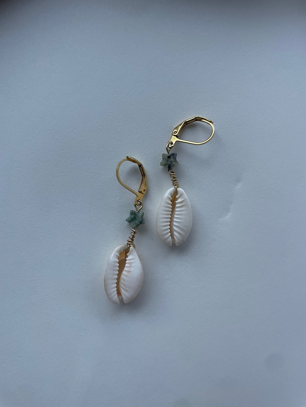 PUKA SHELL & AFRICAN TURQUOISE JASPER - EARRINGS
