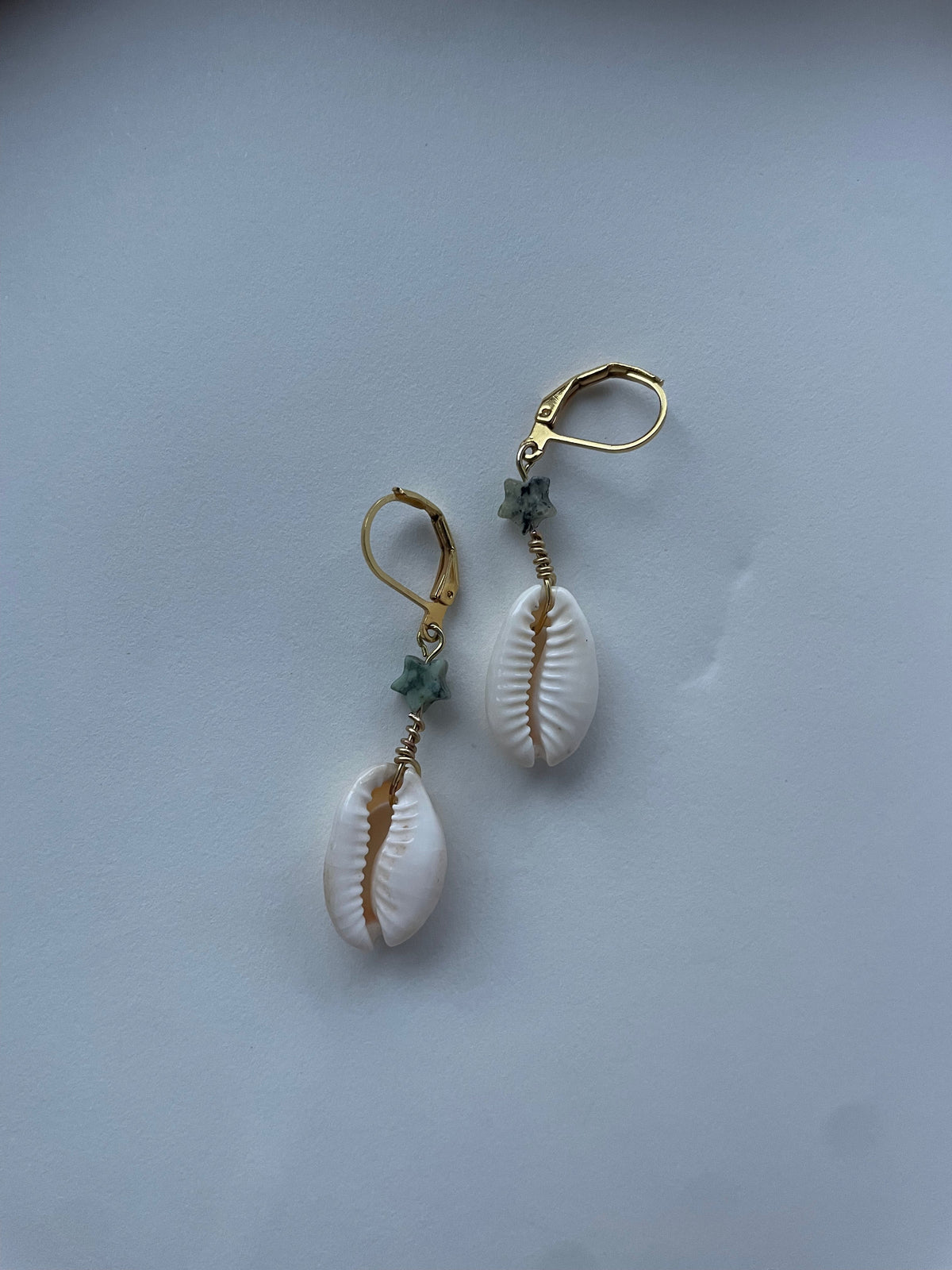 PUKA SHELL & AFRICAN TURQUOISE JASPER - EARRINGS