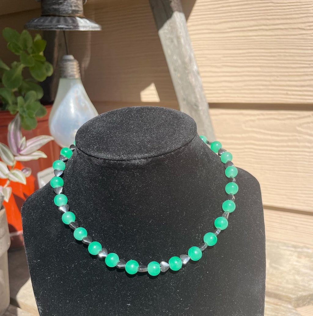 GREEN AVENTURINE & HEMATITE HEARTZ