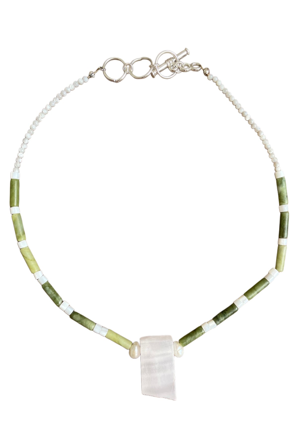 LUNAR SERENITY (PEACH CALCITE & SOUTH JADE) - NECKLACE