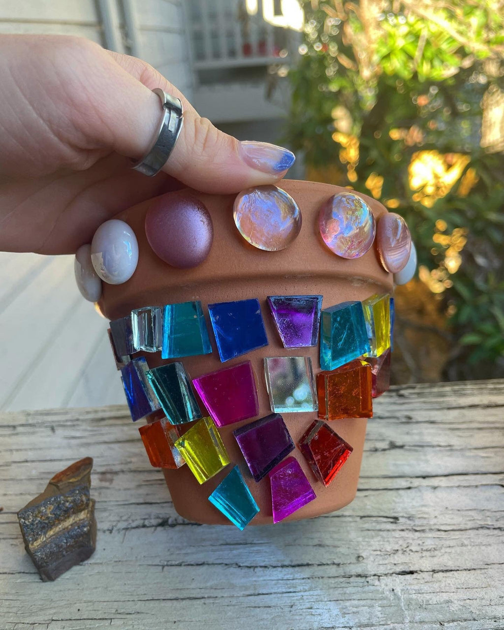 STAINED GLASS - TERRA COTTA POT