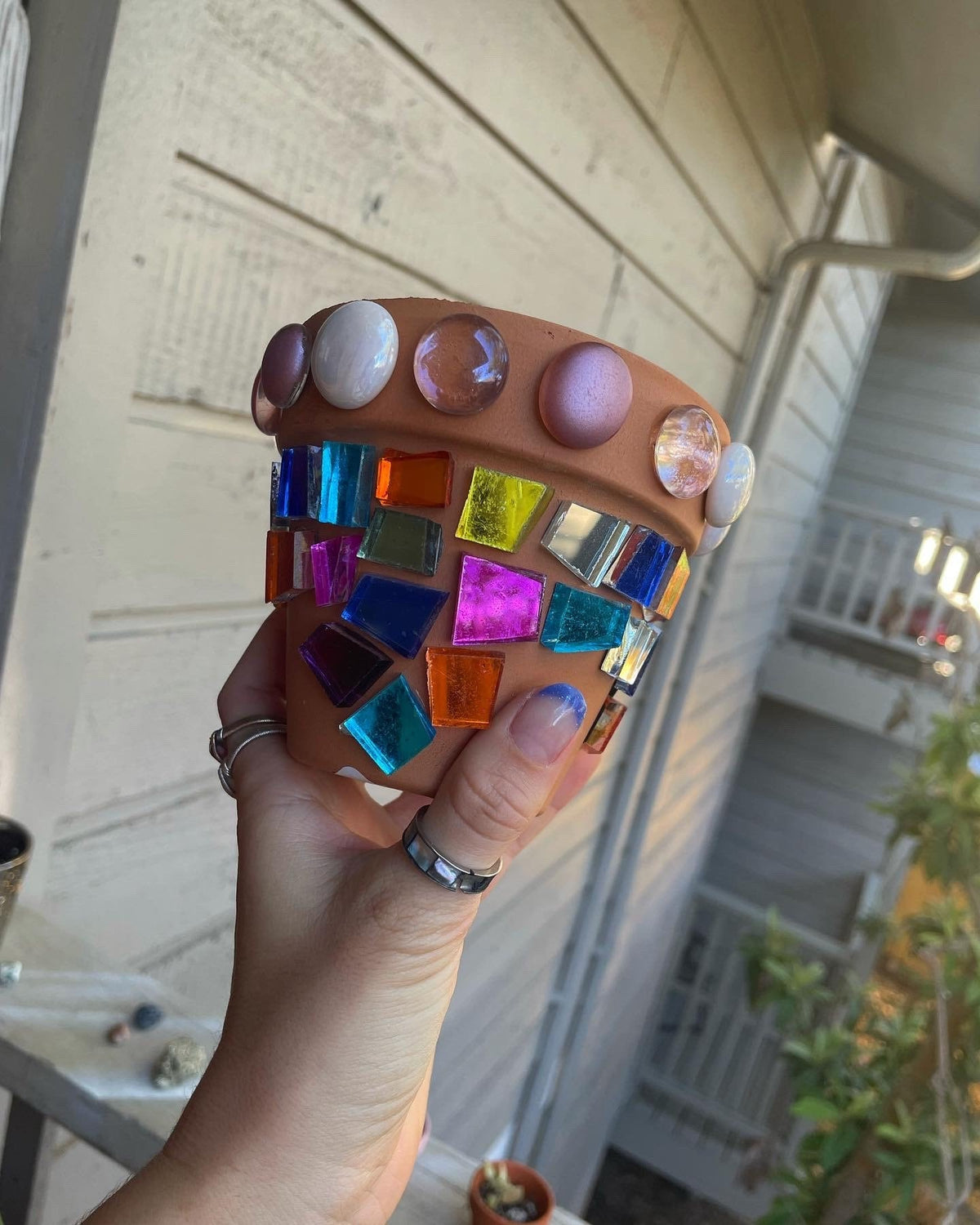 STAINED GLASS - TERRA COTTA POT