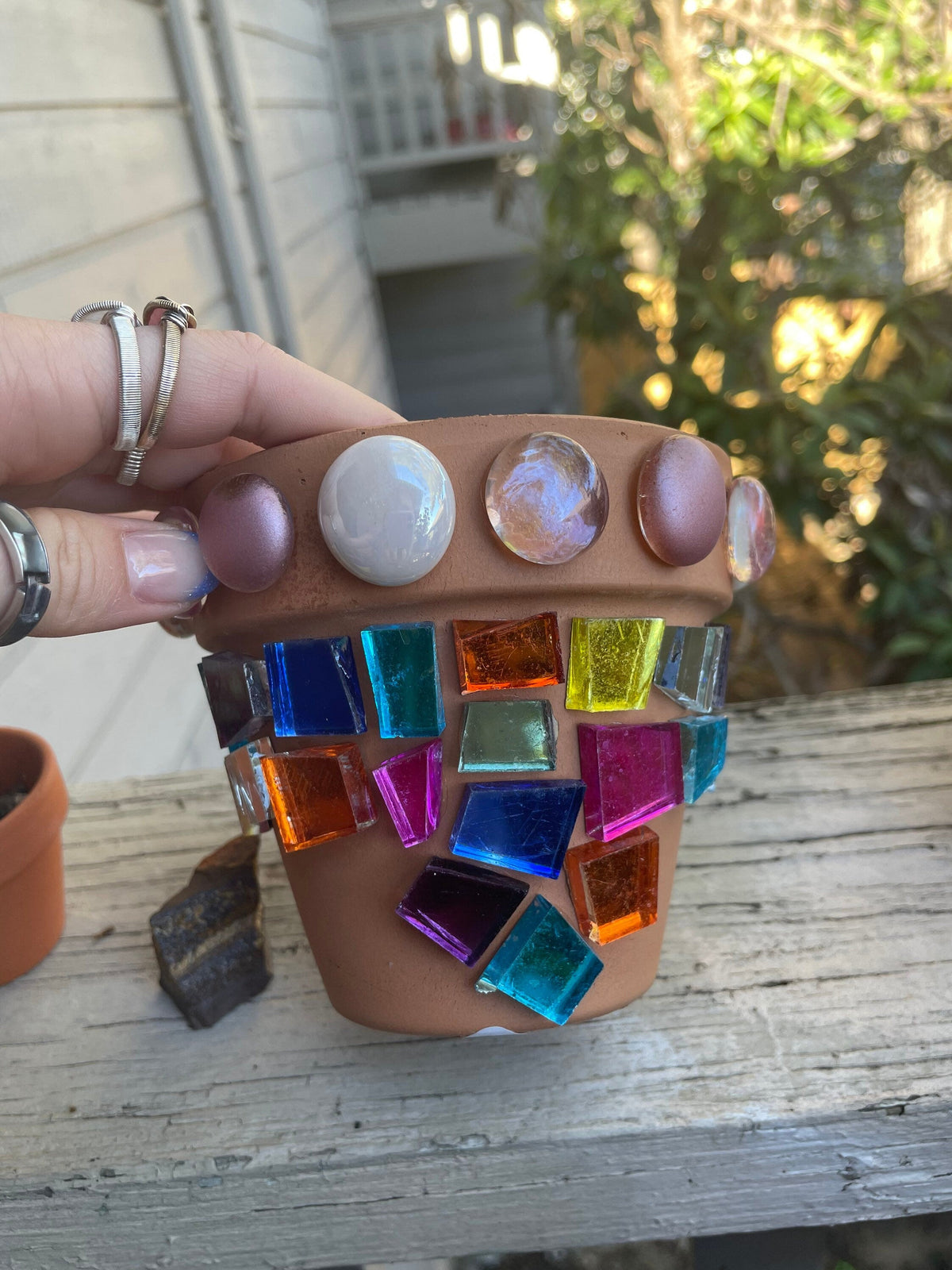 STAINED GLASS - TERRA COTTA POT