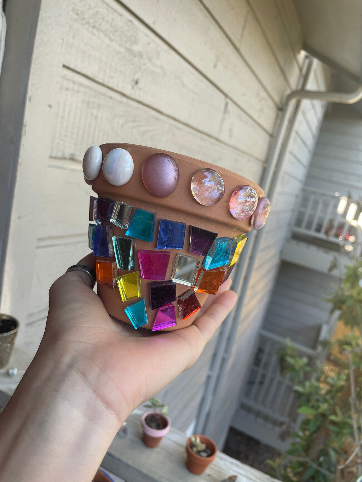 STAINED GLASS - TERRA COTTA POT